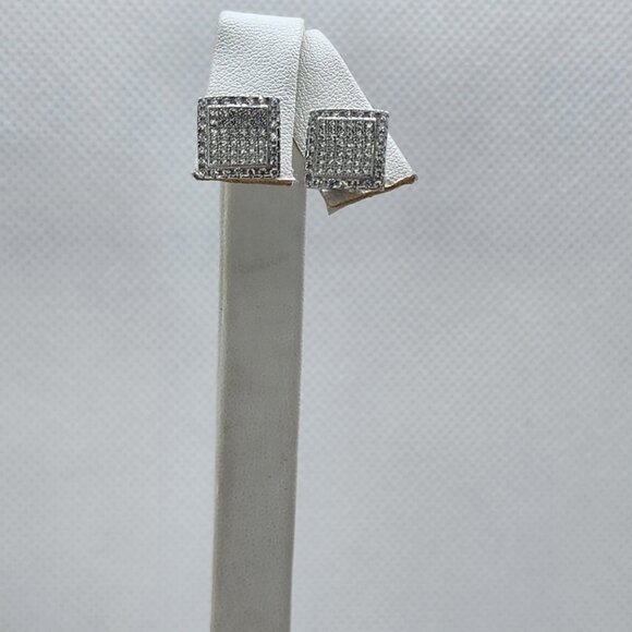 Brand New Sterling Silver 925 Square cz Earrings - Picture 3 of 5